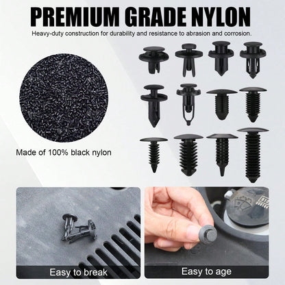 240pcs Car Plastic Push Pin Rivet Fasteners, Assortment Universal Retainer Clips Push Type Retainers Set In Case With Remover Tool