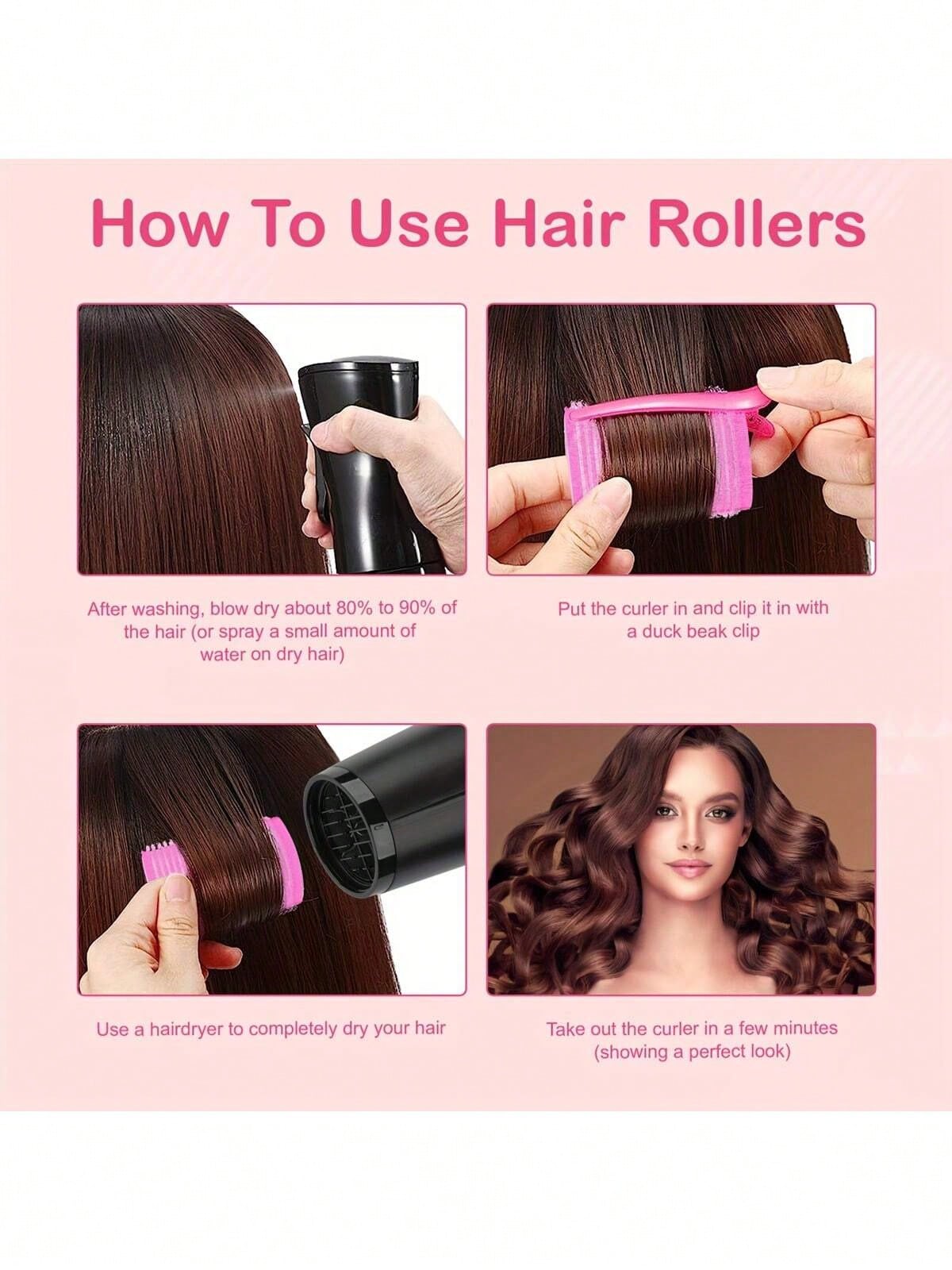 24pcs/3sets Self-Locking Hair Curlers Set, Suitable For Short To Medium Length Hair. Self-Locking Hair Curlers Set, Heatless Hair Curlers Set With Clips, Suitable For Fine To Coarse Hair. Hair Curlers