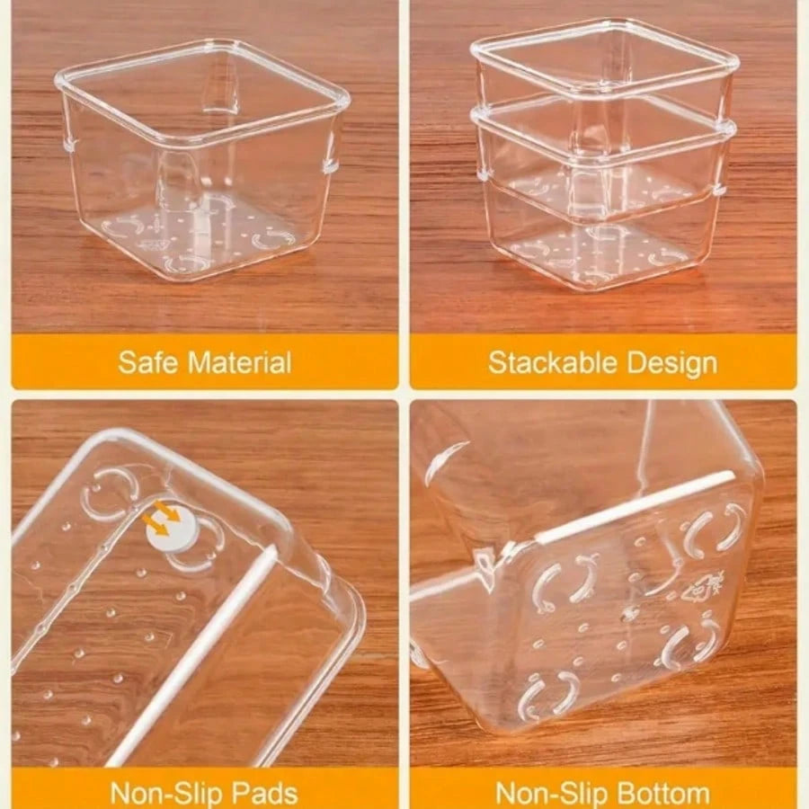25 PCS Clear Plastic Drawer Organizers Set, 4 Sizes Clear Drawer Organizers & Storage Bins For Makeup/Jewelry Vanity, Kitchen Gadgets Or Office Desk. Bathroom Drawer Organizer Trays With Non-Slip Pads