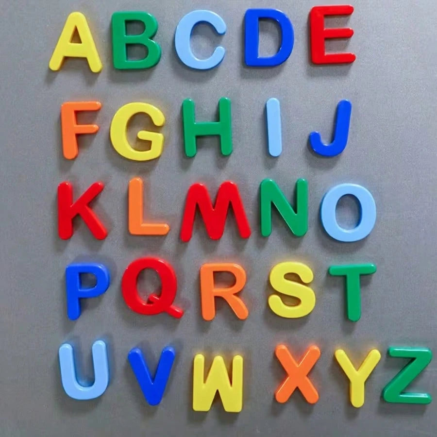 26 Pieces Magnetic English Alphabet Letters, Colorful Uppercase ABC Fridge Magnets For Kids, Montessori Educational Early Learning Toys, Preschool Spelling Learning Game, Toddler Refrigerator Magnetic