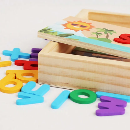 26pcs Multicolor Wooden Alphabet Letter Spelling Word Puzzle Board Game, Montessori Educational Learning Toy, Infant Toddler Travel Toy