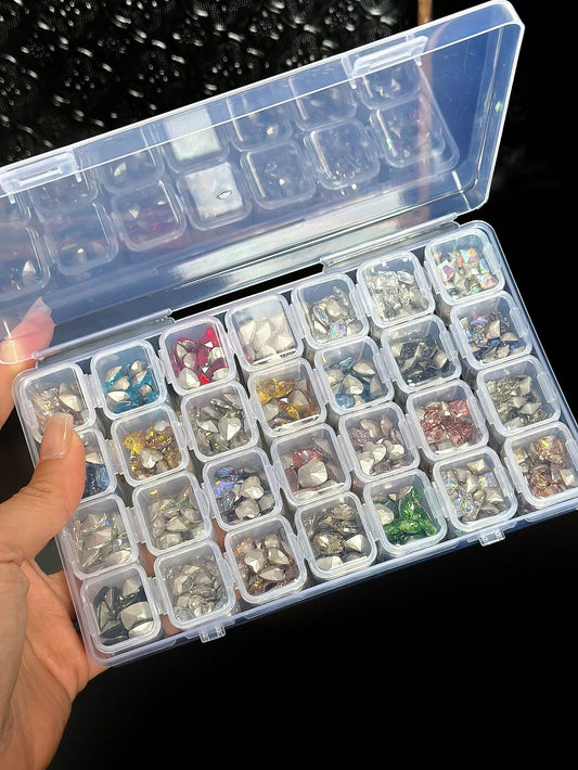 28/56 Compartment Transparent Plastic Storage Box, Independent Dividers Dust-Proof Storage Box For Nail Art Rhinestones, Jewelry, Parts, Home Craft Small Items Organizer
