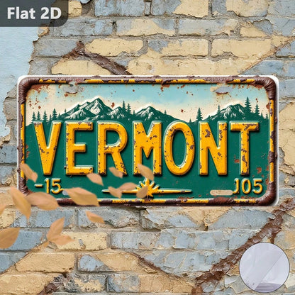2D Flat, 1 Piece, Decorative Purpose Only, Outdoor Sign And Wall Decoration (2 * 5.9inch ), Vermont License Plate, Vintage Metal Decoration, License Plate Shape, Vacation City Sign, Gift For Friends A