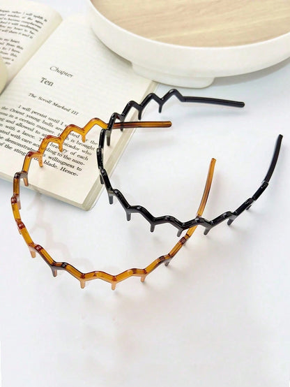 2pcs/1pc Women's Minimalist Zigzag Headband, Can Be Used As Headband, Hairband, Styling Accessory, Travel Essential, Suitable For Women And Girls Daily Wear, Casual Occasions, Commuting And Vacation
