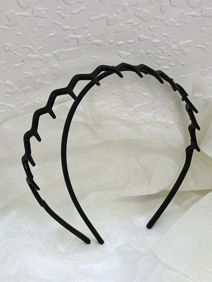 2pcs/1pc Women's Minimalist Zigzag Headband, Can Be Used As Headband, Hairband, Styling Accessory, Travel Essential, Suitable For Women And Girls Daily Wear, Casual Occasions, Commuting And Vacation