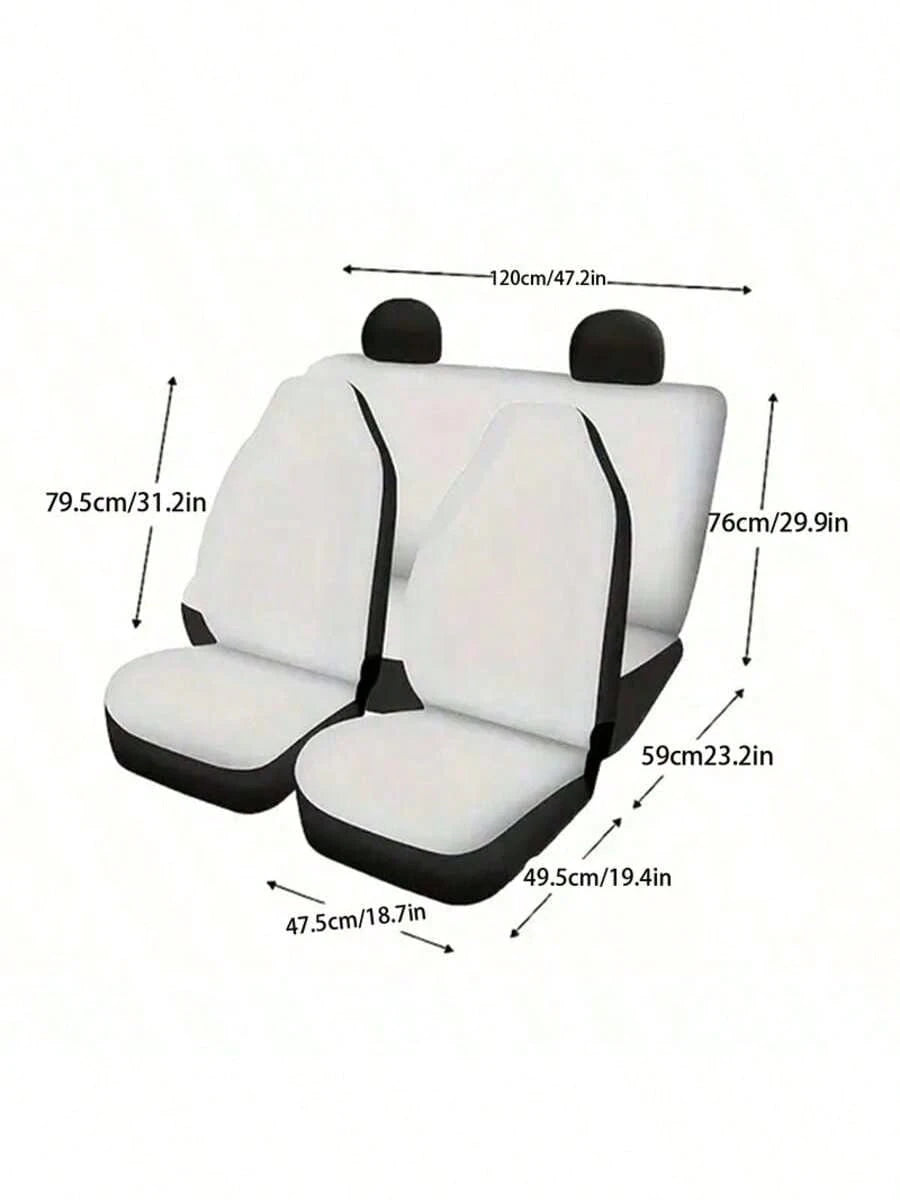 2pcs/5-Seat Full Car Ice Silk Seat Covers, Summer Exclusive VIP Crown Element Print Car Accessories, Women's Car Decor, Men's Full Set Car Essentials, All Season Applicable, Dust-Proof And Stain-Resis