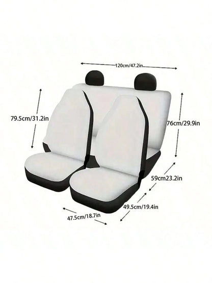 2pcs/5-Seat Full Car Ice Silk Seat Covers, Summer Exclusive VIP Crown Element Print Car Accessories, Women's Car Decor, Men's Full Set Car Essentials, All Season Applicable, Dust-Proof And Stain-Resis