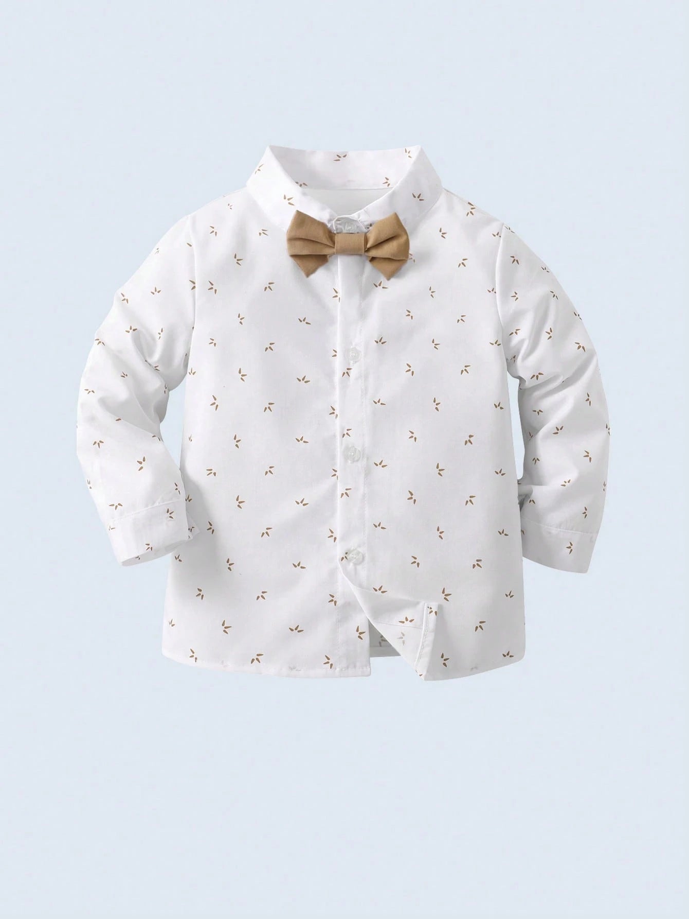 2pcs Baby Boys Gentleman Outfit, Long Sleeve Shirt With Bow Tie And Overalls, Fashionable & For Birthday Party, Formal Event, Wedding