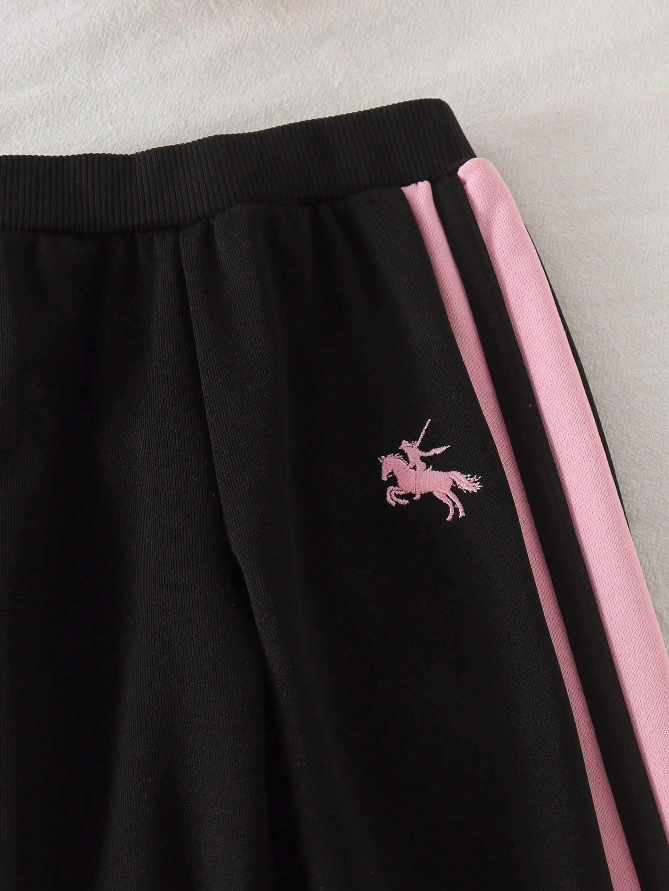 2pcs Baby Girl Casual Sporty Raglan Sleeve Embroidered Sweatshirt & Matching Jogger Pants Set, Spring/Autumn