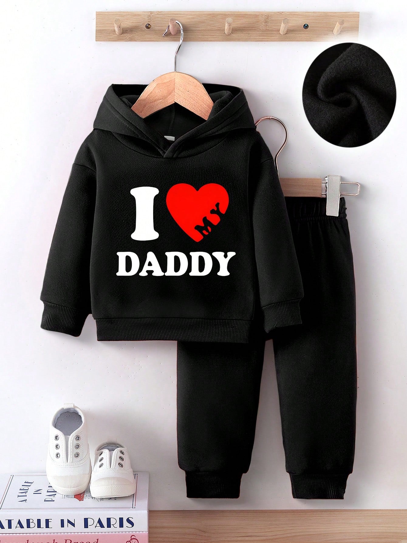 2pcs Baby Girl Fashion Rainbow Letter Print Hoodie Sweatshirt Pants Set Casual Cute Basic Cowboy Warm Outfit For Autumn/Winter Matching Family