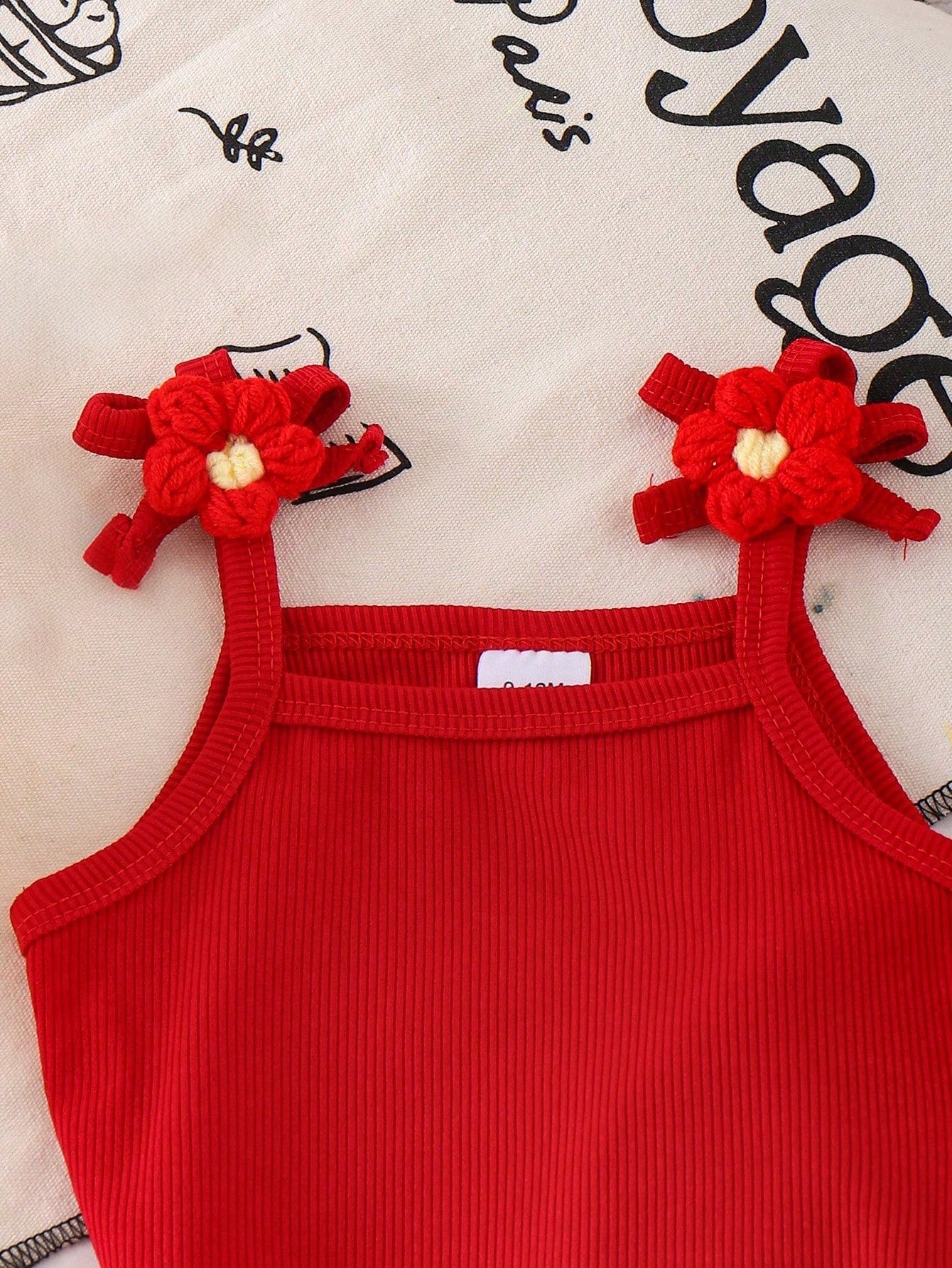 2pcs Baby Girls Floral Camisole Top And Layered Floral Ruffle Bell-Bottom Pants Set, Summer