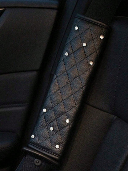 2PCS Car Diamond Seat Belt Shoulder Protector, Bling Bling Crystal Cover Pad, Comfortable Auto Accessories For Women, Universal Fit
