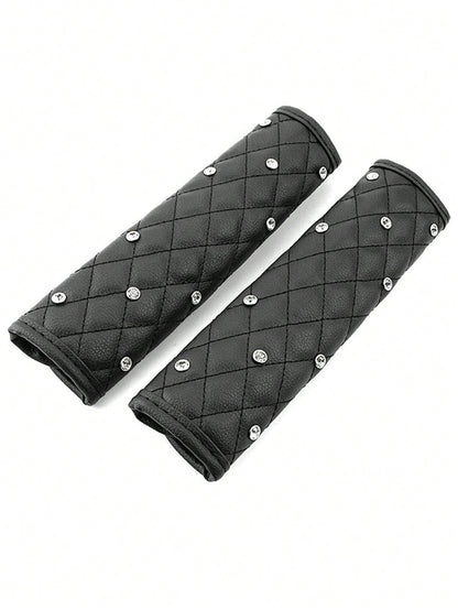 2PCS Car Diamond Seat Belt Shoulder Protector, Bling Bling Crystal Cover Pad, Comfortable Auto Accessories For Women, Universal Fit