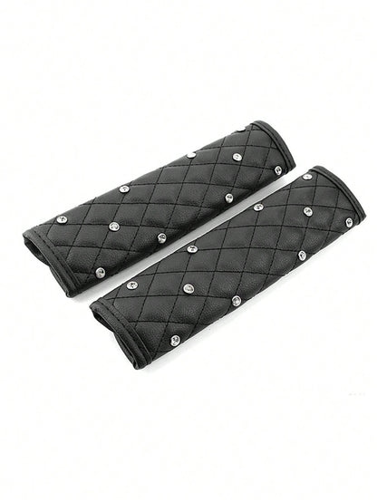 2PCS Car Diamond Seat Belt Shoulder Protector, Bling Bling Crystal Cover Pad, Comfortable Auto Accessories For Women, Universal Fit