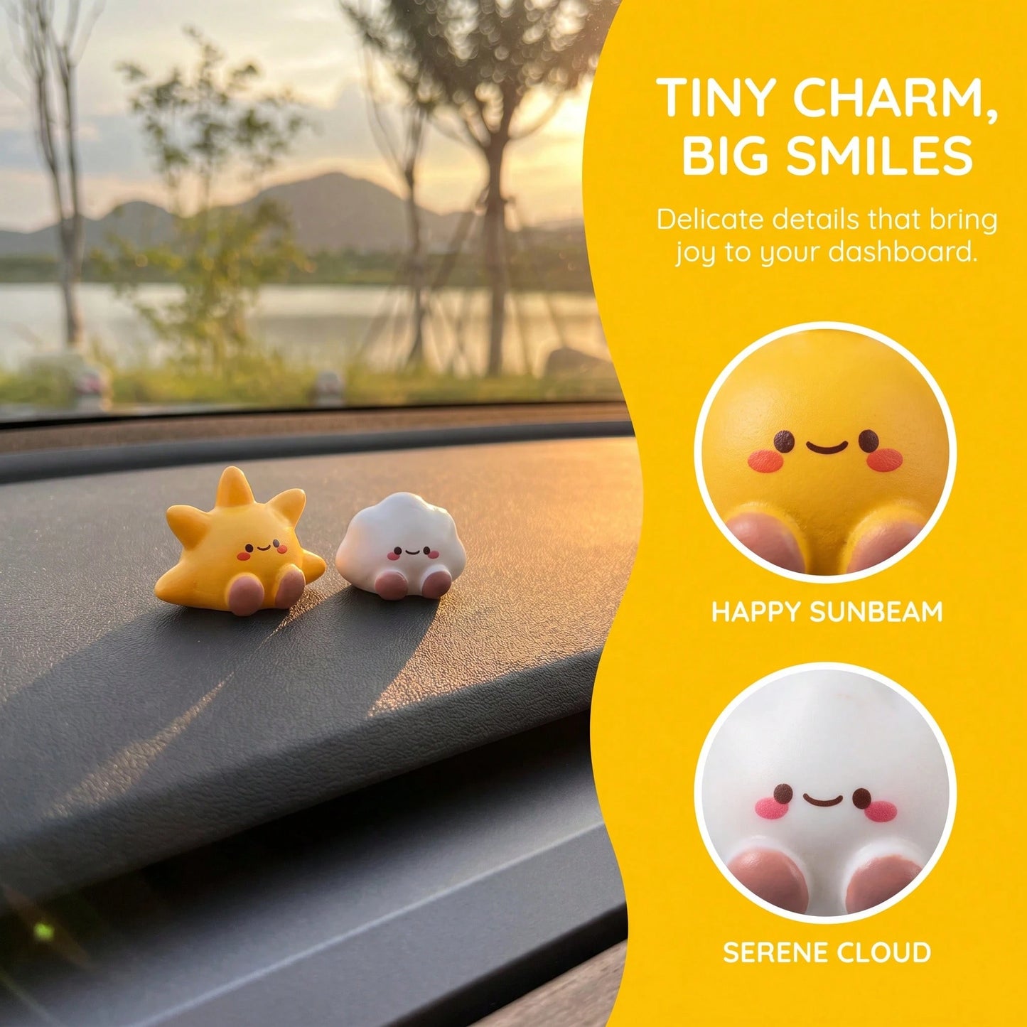2pcs Cute Healing Small Adorable Car Ornaments DIY Decoration Accessories