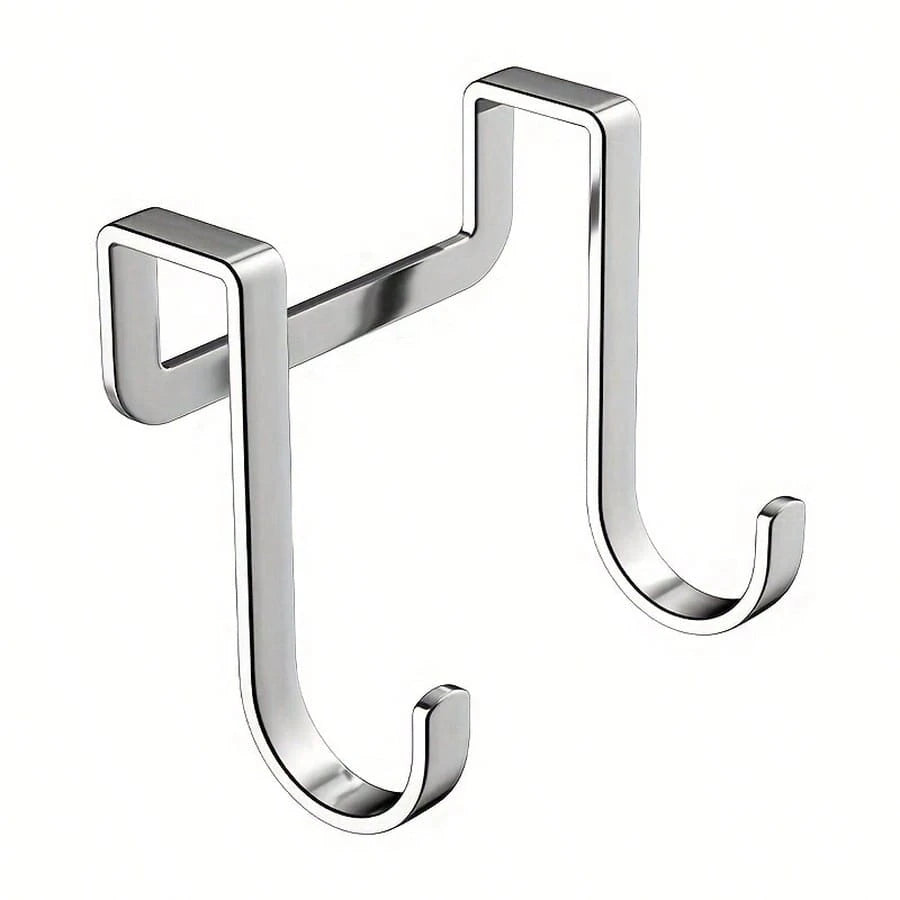 2pcs Double Hook Bedside Cabinet Hooks, Door Back Hooks, Bathroom Kitchen Clothing Hooks, No-Drill Door Side Clothing Towel Hooks