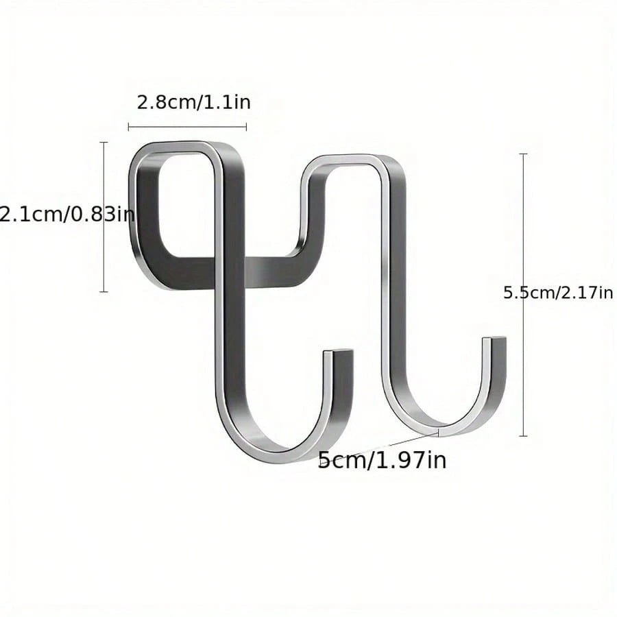 2pcs Double Hook Bedside Cabinet Hooks, Door Back Hooks, Bathroom Kitchen Clothing Hooks, No-Drill Door Side Clothing Towel Hooks