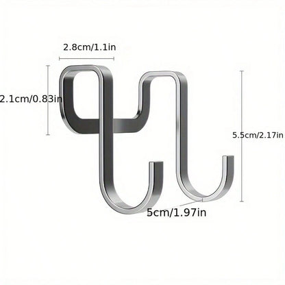 2pcs Double Hook Bedside Cabinet Hooks, Door Back Hooks, Bathroom Kitchen Clothing Hooks, No-Drill Door Side Clothing Towel Hooks
