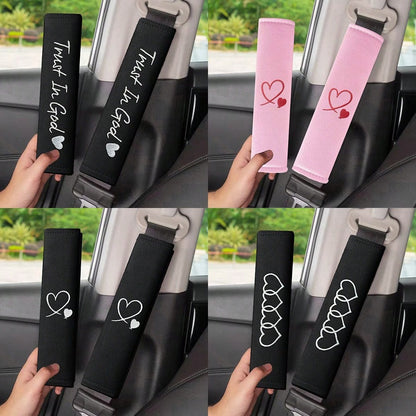 2pcs Embroidered Car Seat Belt Covers, Universal For Men And Women