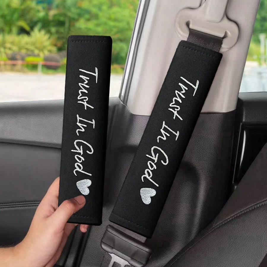2pcs Embroidered Car Seat Belt Covers, Universal For Men And Women