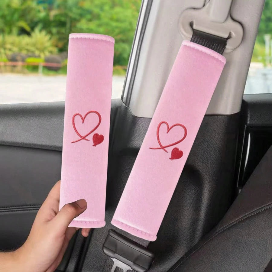 2pcs Embroidered Car Seat Belt Covers, Universal For Men And Women