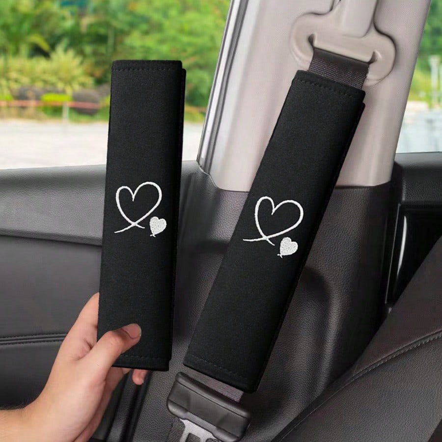 2pcs Embroidered Car Seat Belt Covers, Universal For Men And Women