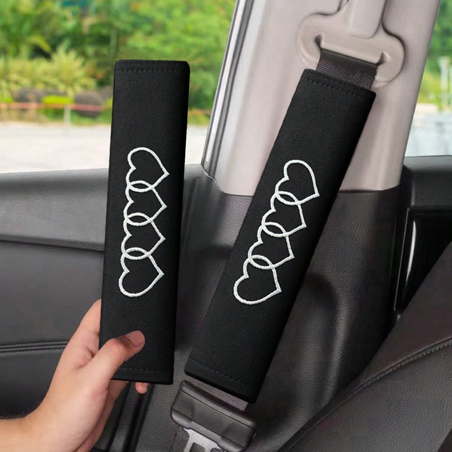2pcs Embroidered Car Seat Belt Covers, Universal For Men And Women