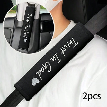 2pcs Embroidered Car Seat Belt Covers, Universal For Men And Women