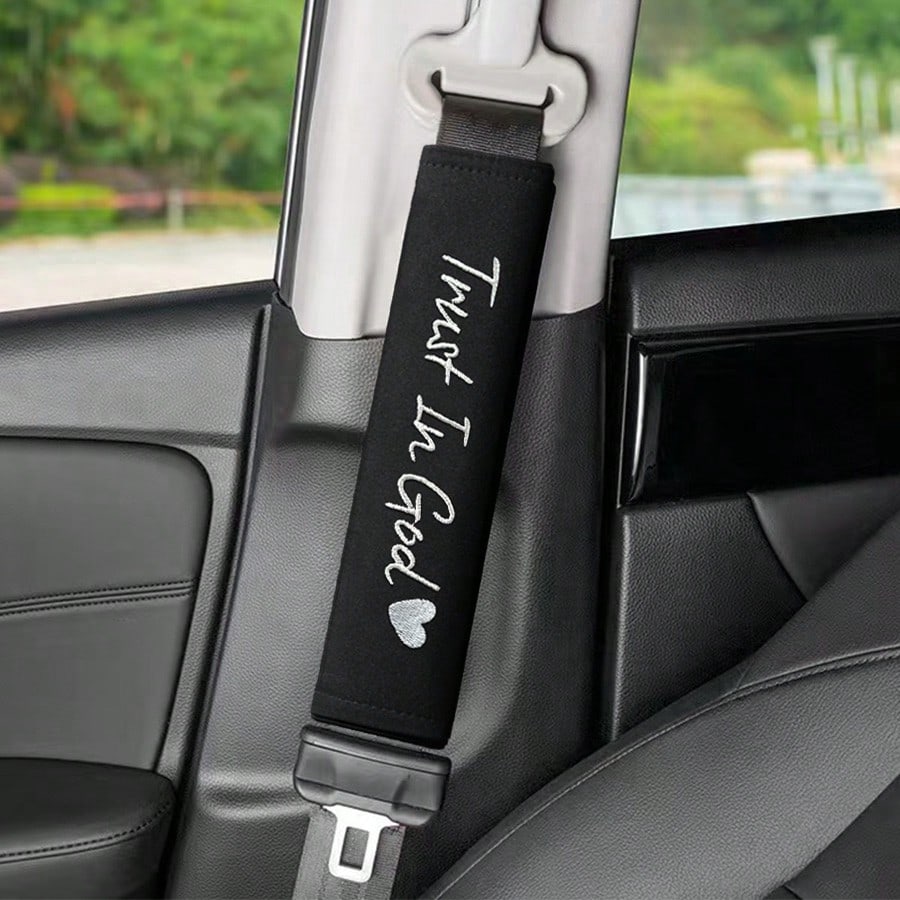 2pcs Embroidered Car Seat Belt Covers, Universal For Men And Women