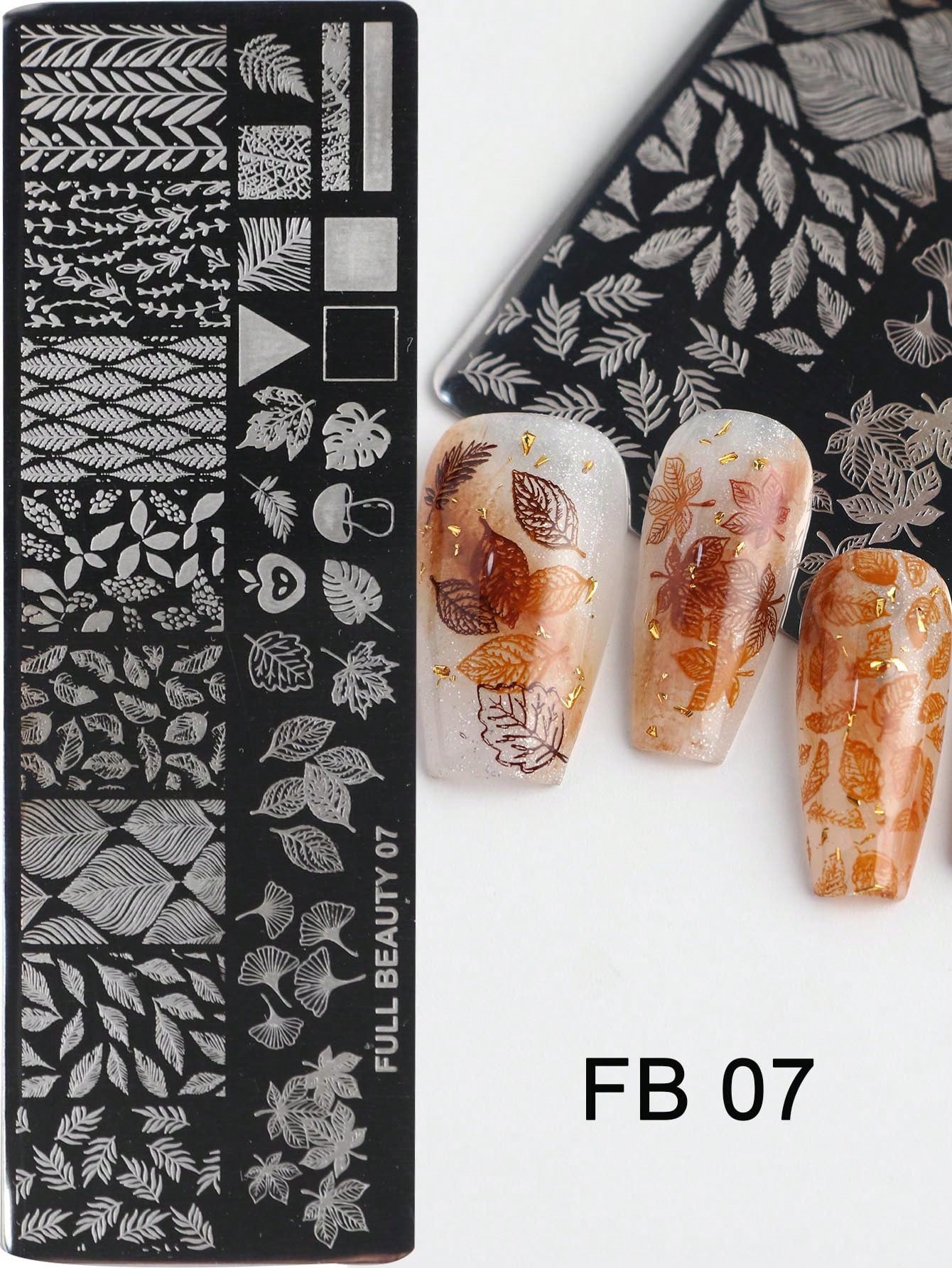 2pcs Green Leaves Stainless Steel Nail Art Stamping Plate Maple Leaves Ginkgo Leaves Palm Leaves Monstera Leaves Image Print Nail Template Stamp,Nail Polish Transfer, DIY Nail Charm Mold Stencil Tools