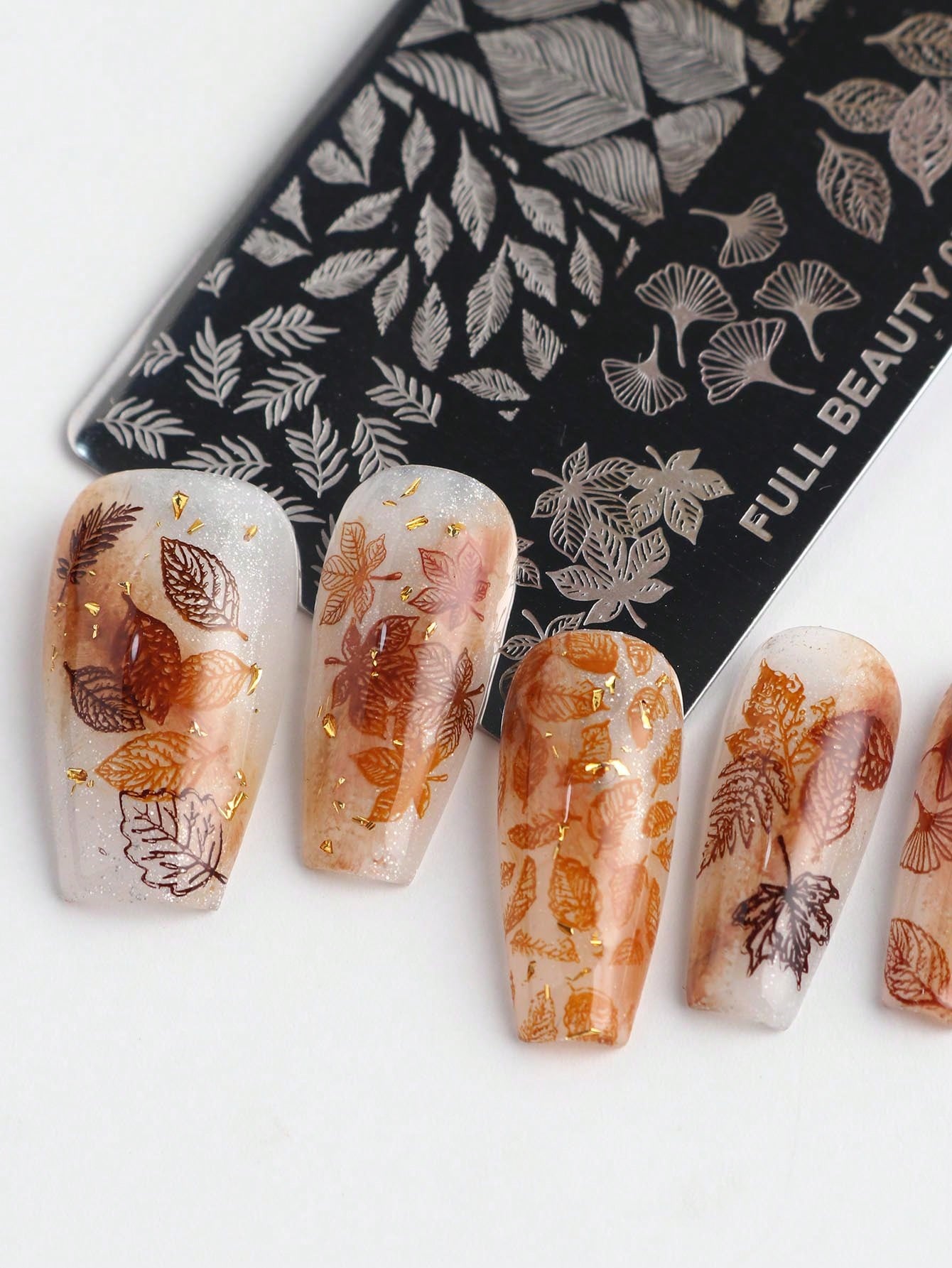 2pcs Green Leaves Stainless Steel Nail Art Stamping Plate Maple Leaves Ginkgo Leaves Palm Leaves Monstera Leaves Image Print Nail Template Stamp,Nail Polish Transfer, DIY Nail Charm Mold Stencil Tools
