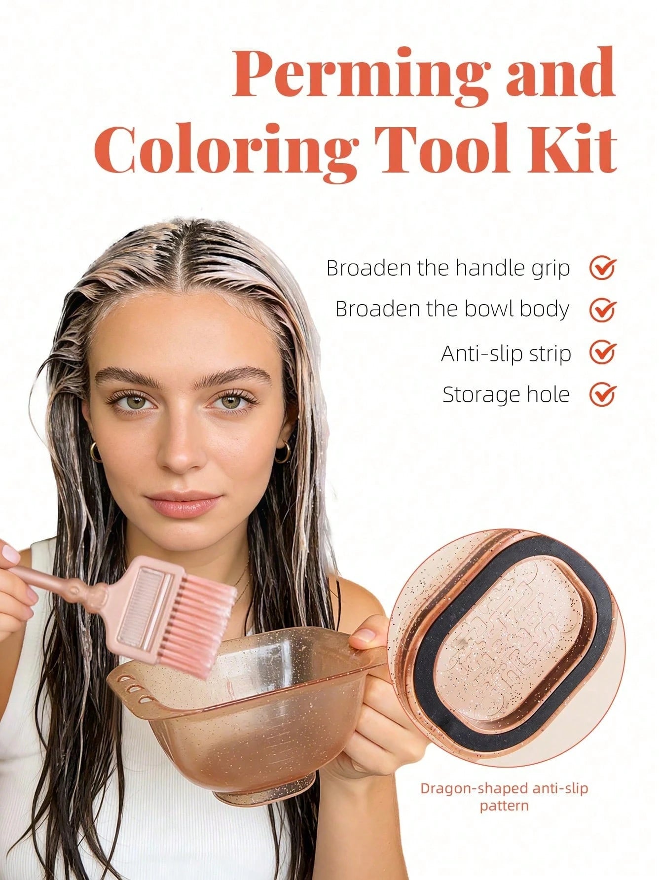 2pcs Hair Styling Tool Set, Professional Hair Dyeing Tools, Dyeing Bowl And Coloring Brush, Non-Slip Base And Non-Slip Handle Design, Easy To Clean, Reusable, Suitable For Hair Salons And Beauty Parlo