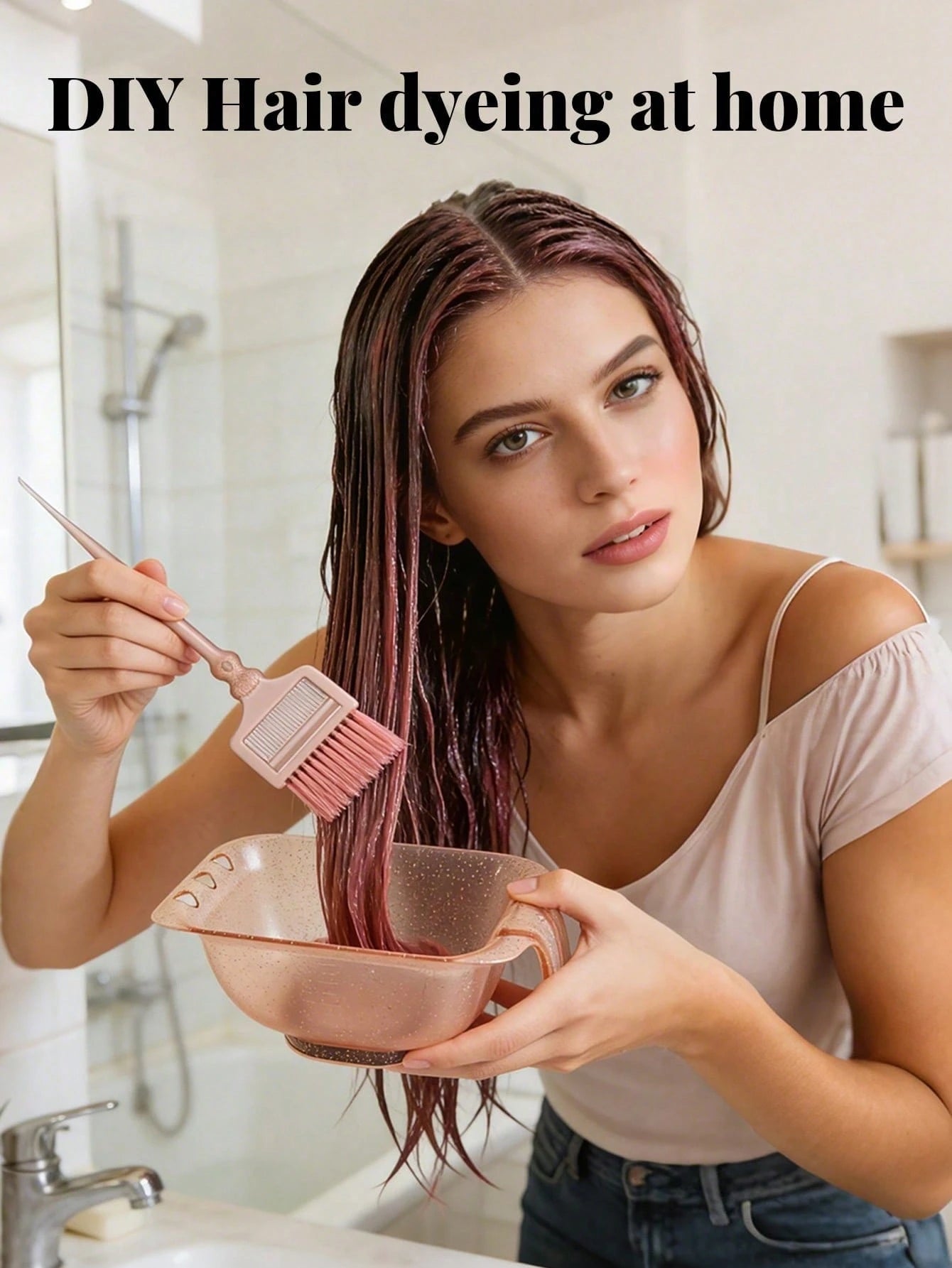 2pcs Hair Styling Tool Set, Professional Hair Dyeing Tools, Dyeing Bowl And Coloring Brush, Non-Slip Base And Non-Slip Handle Design, Easy To Clean, Reusable, Suitable For Hair Salons And Beauty Parlo