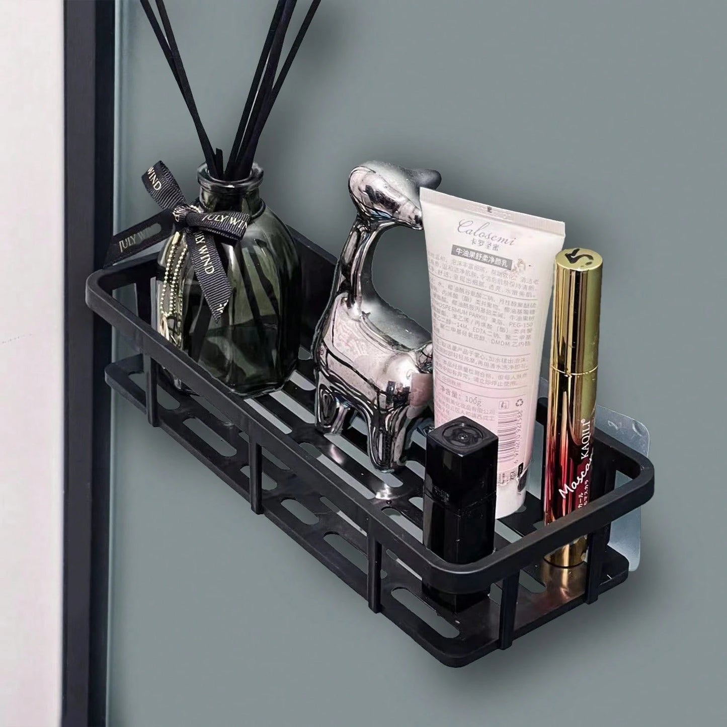 2pcs Hole-Free Bathroom Storage Rack, Waterproof Bathroom Adhesive Shelf, Shampoo And Shower Gel Rack, Multi-Function Hanging Rack, Storage Rack, Shower Rack (Black), Shower Rack