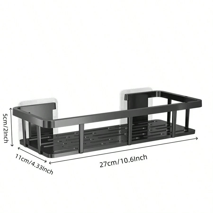 2pcs Hole-Free Bathroom Storage Rack, Waterproof Bathroom Adhesive Shelf, Shampoo And Shower Gel Rack, Multi-Function Hanging Rack, Storage Rack, Shower Rack (Black), Shower Rack