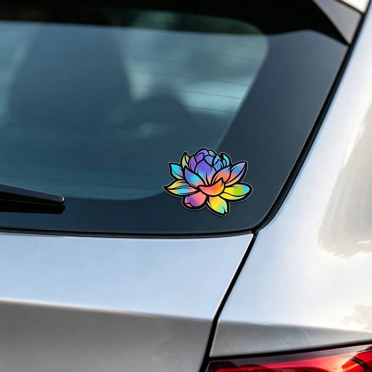 2Pcs Lotus Flower Car Sticker, Waterproof Floral Decal For Car Window Laptop Water Bottle, Cute Aesthetic Vehicle Decor Accessory