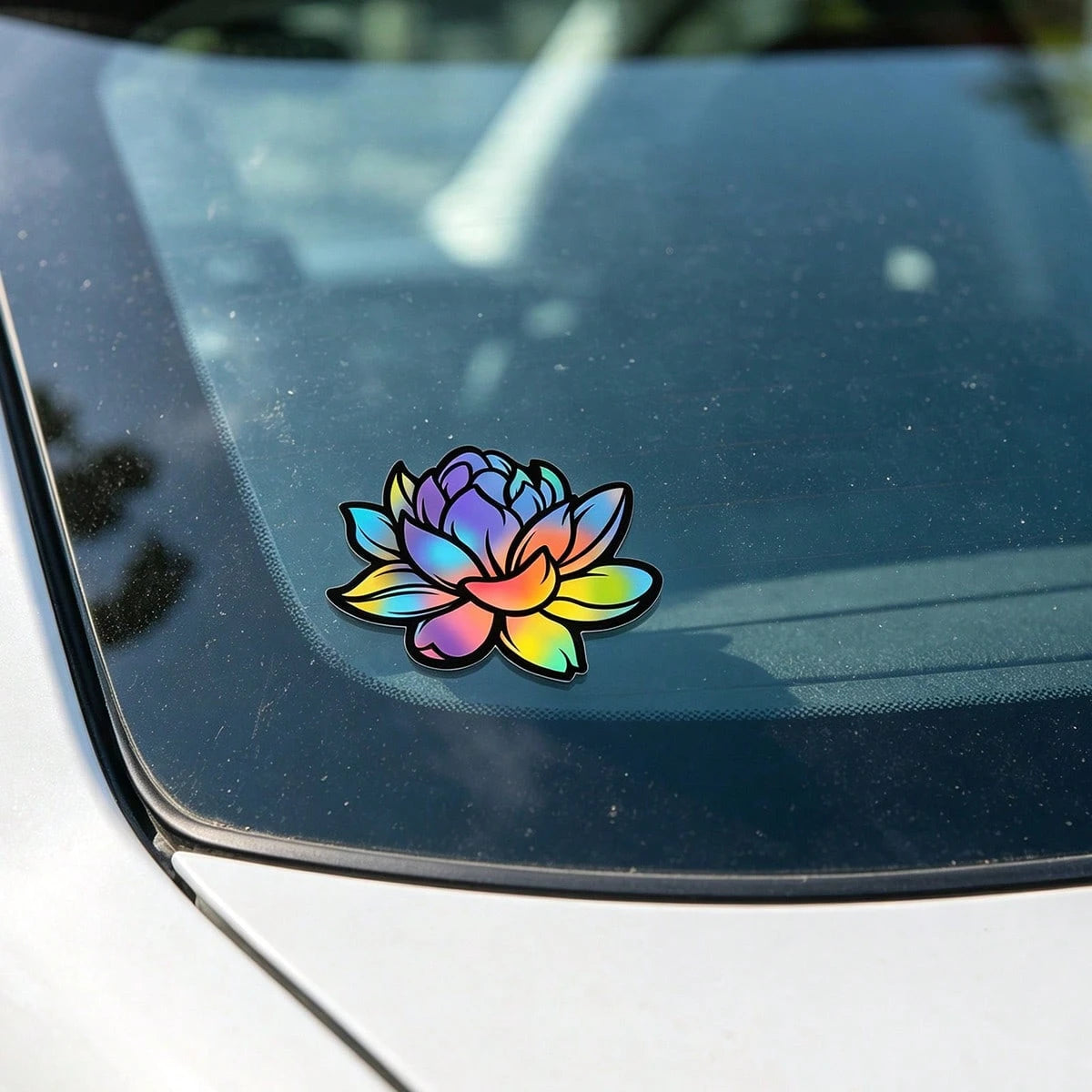2Pcs Lotus Flower Car Sticker, Waterproof Floral Decal For Car Window Laptop Water Bottle, Cute Aesthetic Vehicle Decor Accessory
