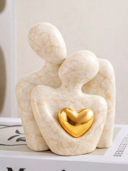 2pcs Mini Couple Statue (3.35 Inches), White Resin Decor, Suitable For Bedroom Shelf, Romantic Anniversary, Wedding And Valentine's Day Couple Gift