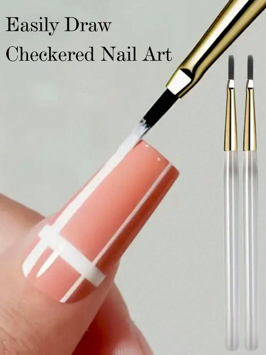 2pcs Nail Art Pens- Professional Nail Art & Painting Practice Tools, Smooth Lines, Suitable For Salon And Home Use- Can Be Used To Draw Grids, Stripes, Gradients And Other Nail Art Patterns- Compat