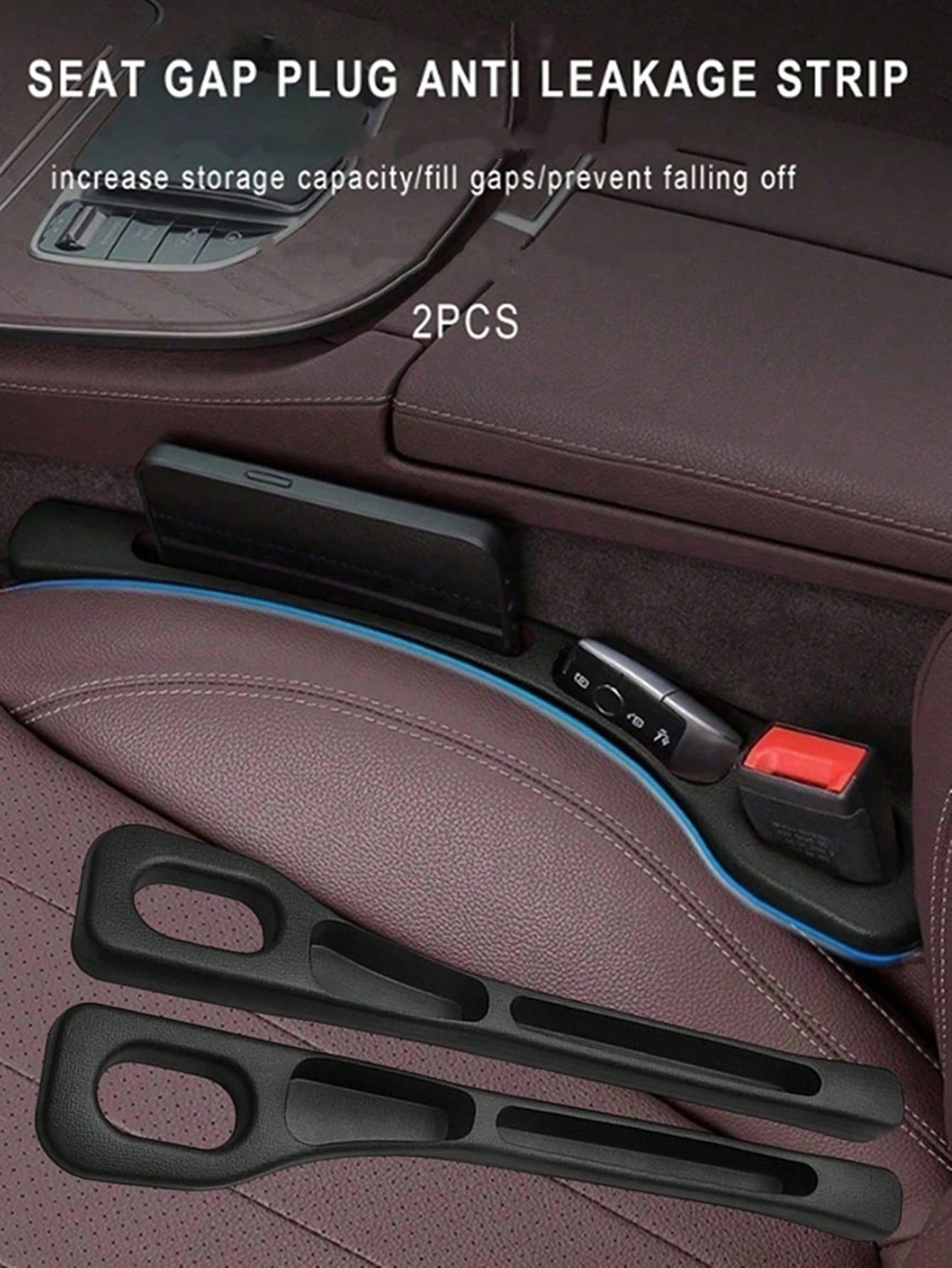 2pcs New Black Car Seat Gap Filler Strips, PVC Material To Fill Crevices, Anti-Leakage, Car Interior Accessories
