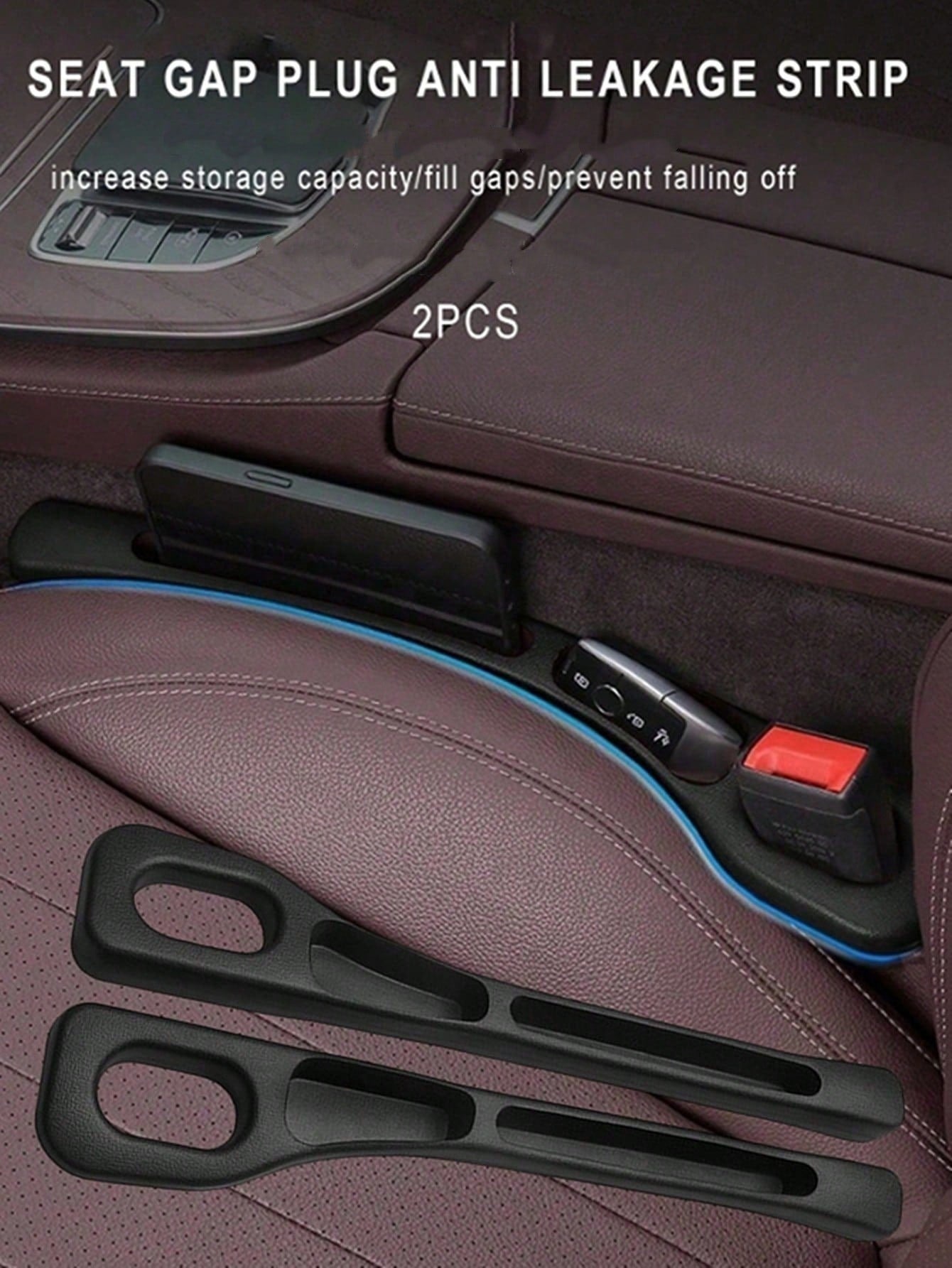 2pcs New Black Car Seat Gap Filler Strips, PVC Material To Fill Crevices, Anti-Leakage, Car Interior Accessories