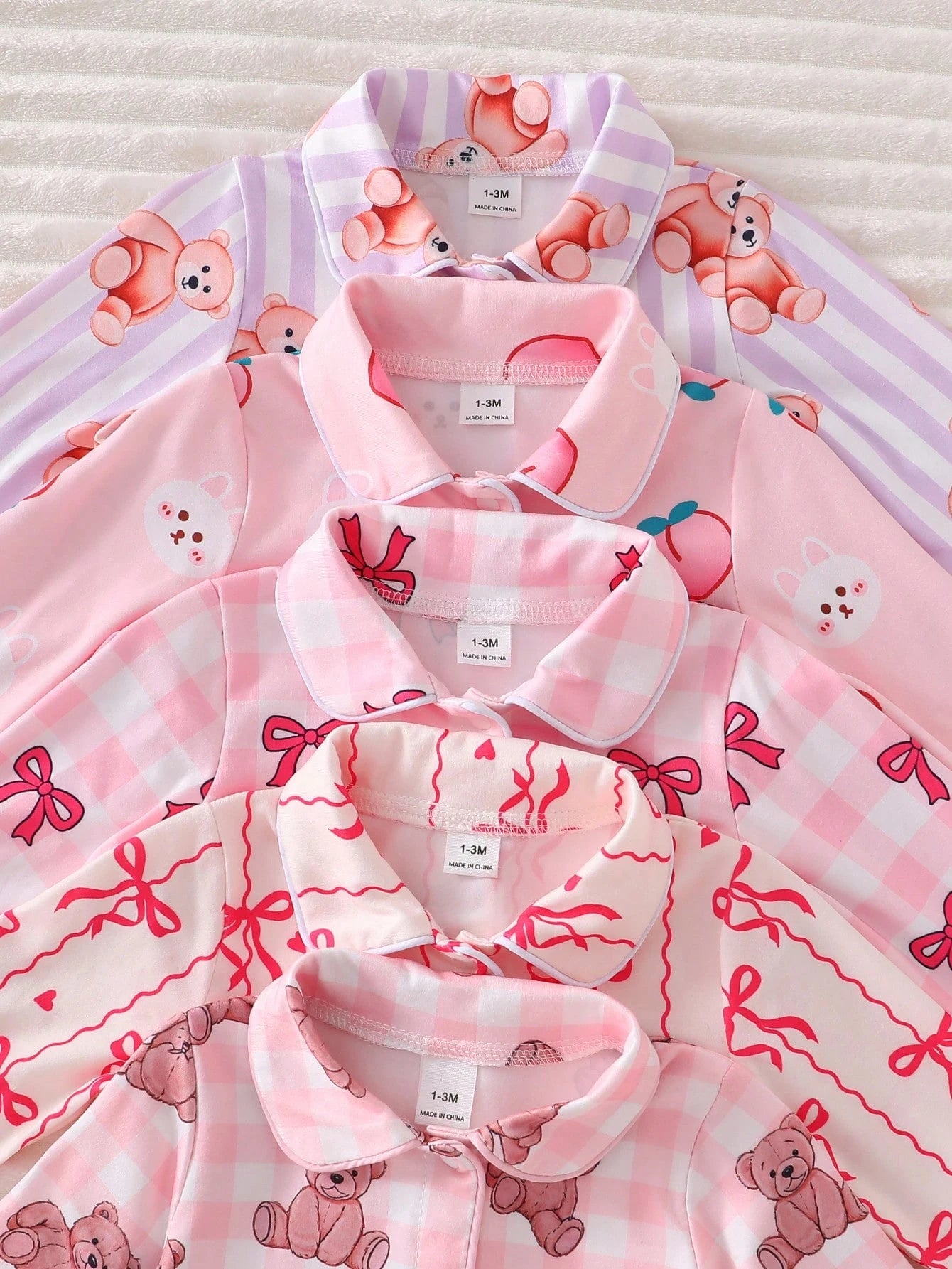 2pcs Newborn Baby Girls' Cute Bow Print Long Sleeve Top And Pants Casual Comfortable Homewear Set