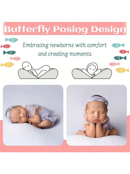2pcs Newborn Photography Butterfly Posing Pillow Basket Filler & Positioner For Babies DIY Newborn Professional Photography Prop Baby Shower Easter Gift Things For Girls/Boys