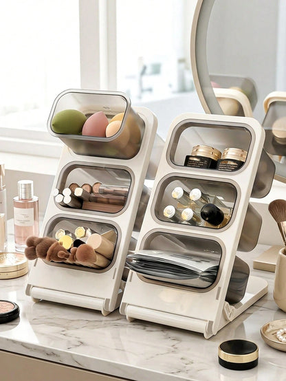 2pcs Pen Holder, Desktop Storage Box, 3-Compartment Office Desk Pen Cup- Stationery Organizer- Can Hold Markers, Pencils, Pens, School Supplies- Large Capacity Desk Pen Box- Makeup Storage, Office
