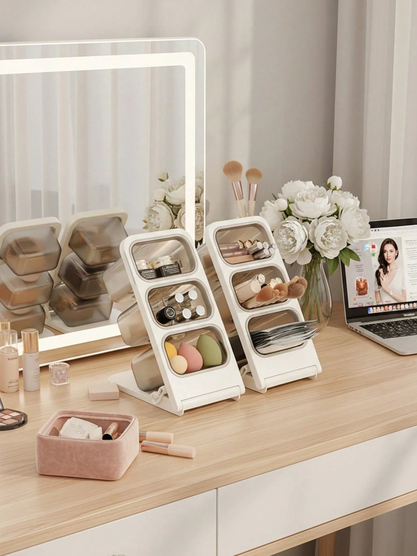 2pcs Pen Holder, Desktop Storage Box, 3-Compartment Office Desk Pen Cup- Stationery Organizer- Can Hold Markers, Pencils, Pens, School Supplies- Large Capacity Desk Pen Box- Makeup Storage, Office