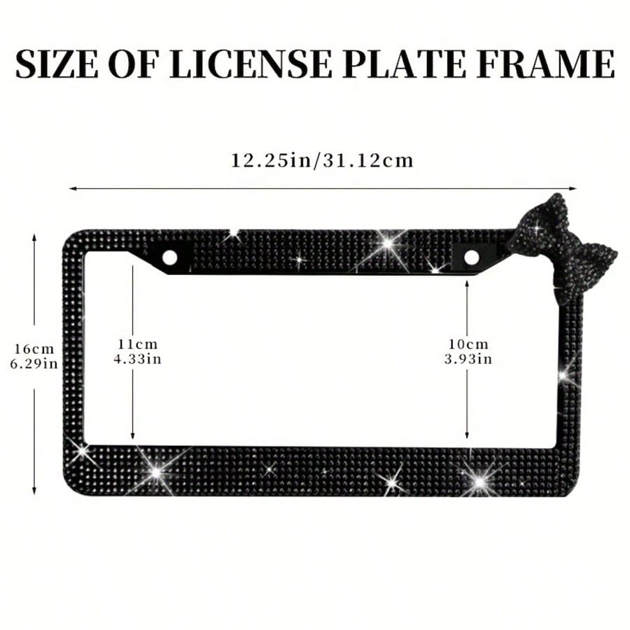 2PCS Pink Heart Diamond License Plate Frame, Glitter Rhinestone Stainless Steel Car Accessories, Girls Exclusive Auto Decor, US Standard Size, Fashion Vehicle Upgrade, Durable Rustproof, Birthday/Holi