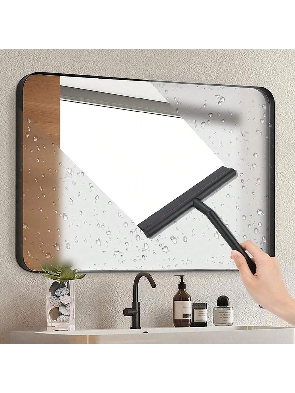 2pcs Portable Silicone Scraper With Hook Glass Wiper, Suitable For Shower Doors, Bathrooms, Windows And Car Glass, Cleaning Tool Home Bathroom Decor Fall Decor Back To School