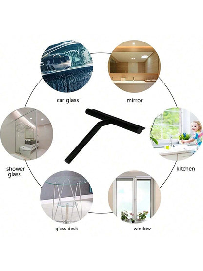 2pcs Portable Silicone Scraper With Hook Glass Wiper, Suitable For Shower Doors, Bathrooms, Windows And Car Glass, Cleaning Tool Home Bathroom Decor Fall Decor Back To School