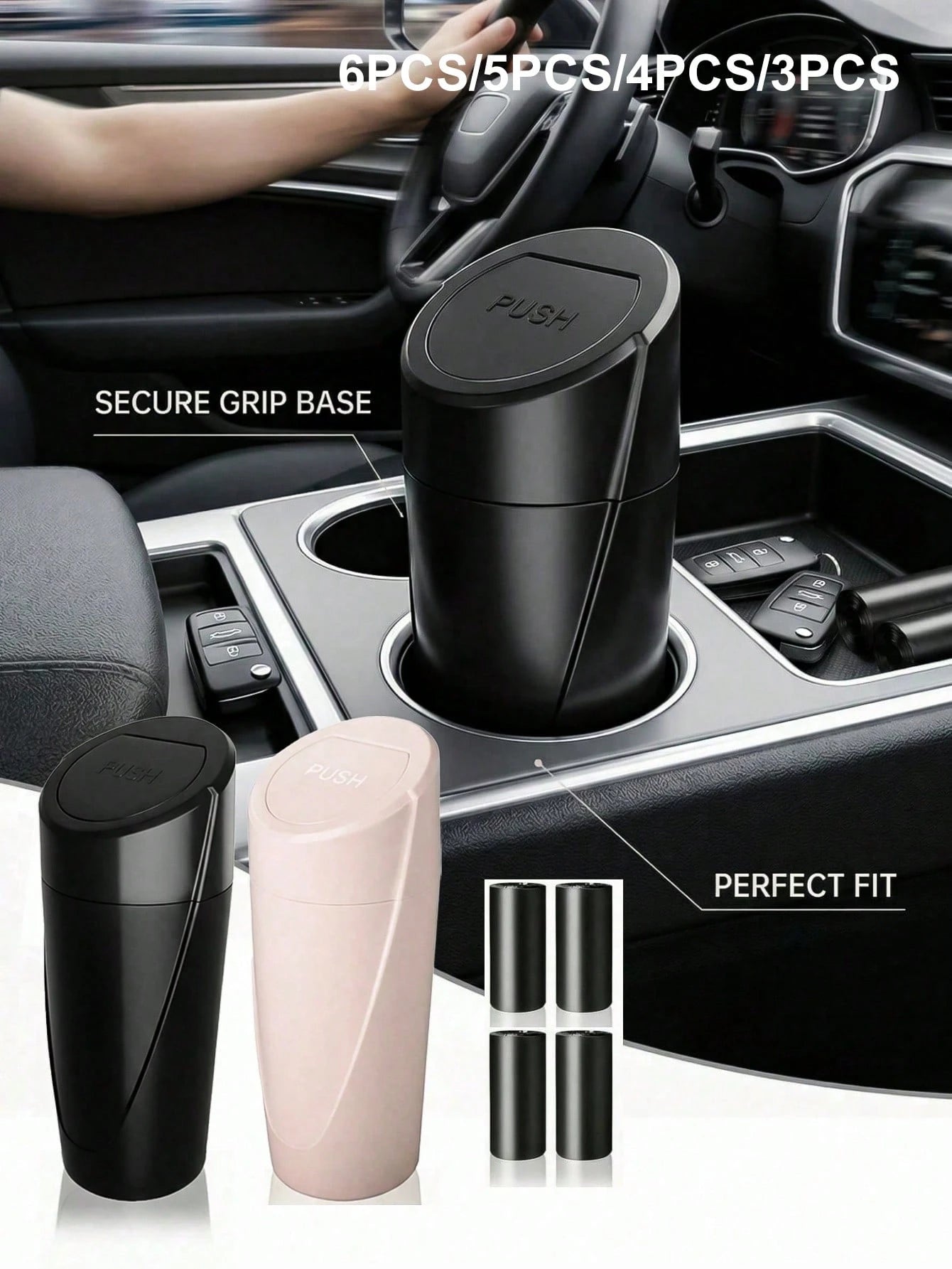 2pcs/Set 1pc Car Trash Can With Lid- Car Cup Holder Trash Can- Mini Leak-Proof Car Trash Can- Front & Rear Seat Car Organizer- Essential Small Accessory For Car, Home & Office (1pc Trash Can + 2 R