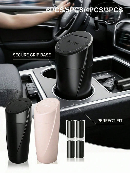 2pcs/Set 1pc Car Trash Can With Lid- Car Cup Holder Trash Can- Mini Leak-Proof Car Trash Can- Front & Rear Seat Car Organizer- Essential Small Accessory For Car, Home & Office (1pc Trash Can + 2 R